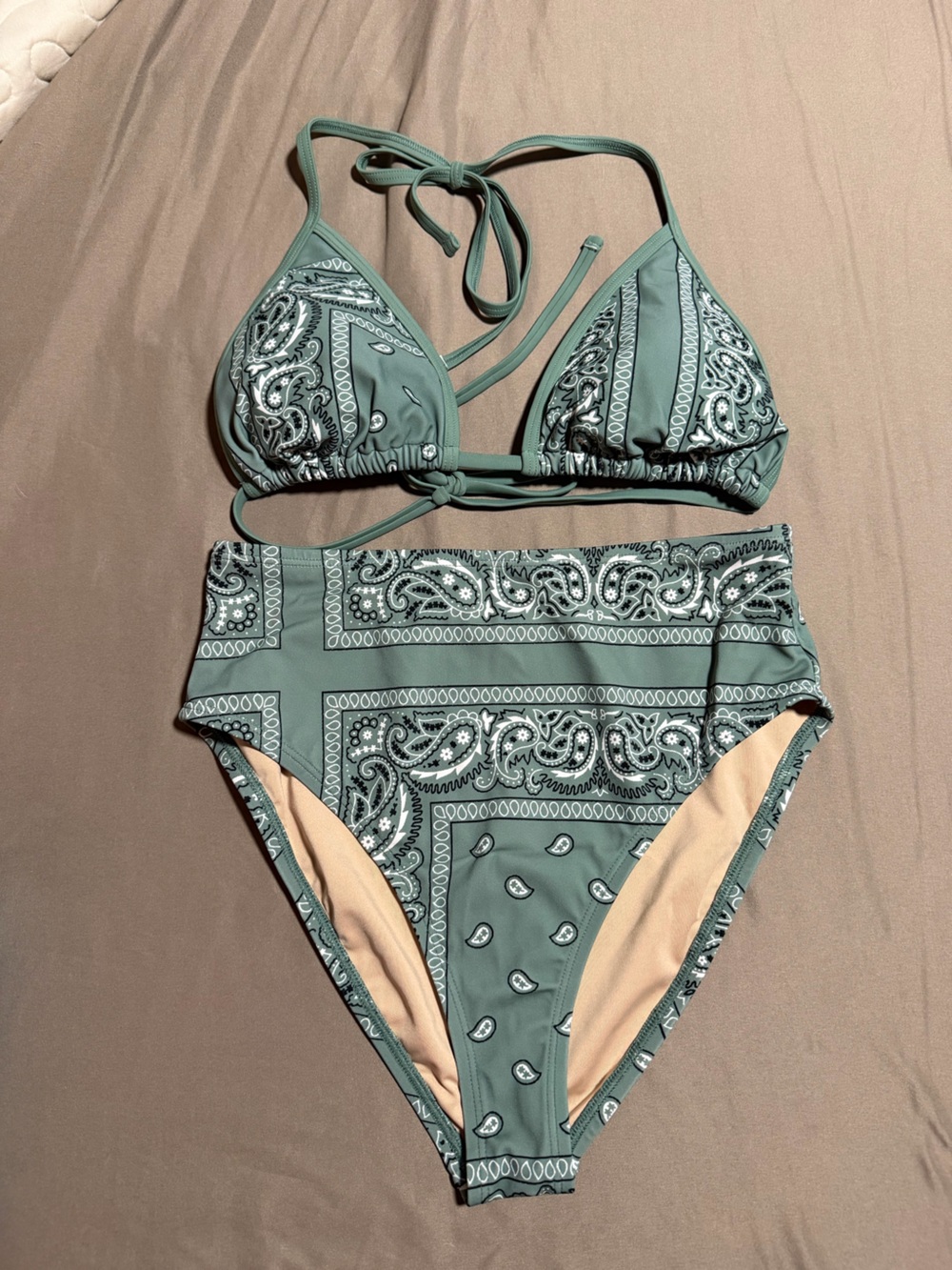 Shade & Shore Sage Paisley Bandana Bikini Set